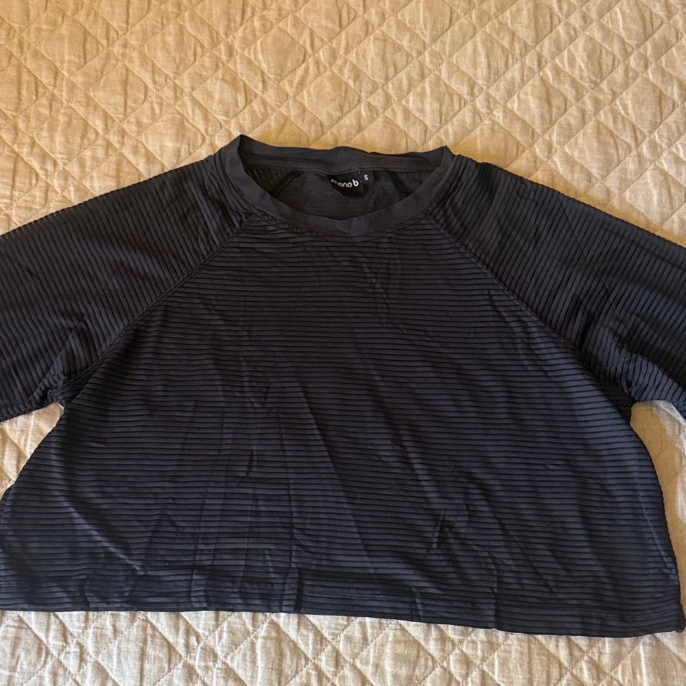 Mono B Women's Dark Blackish Blue Striped Top